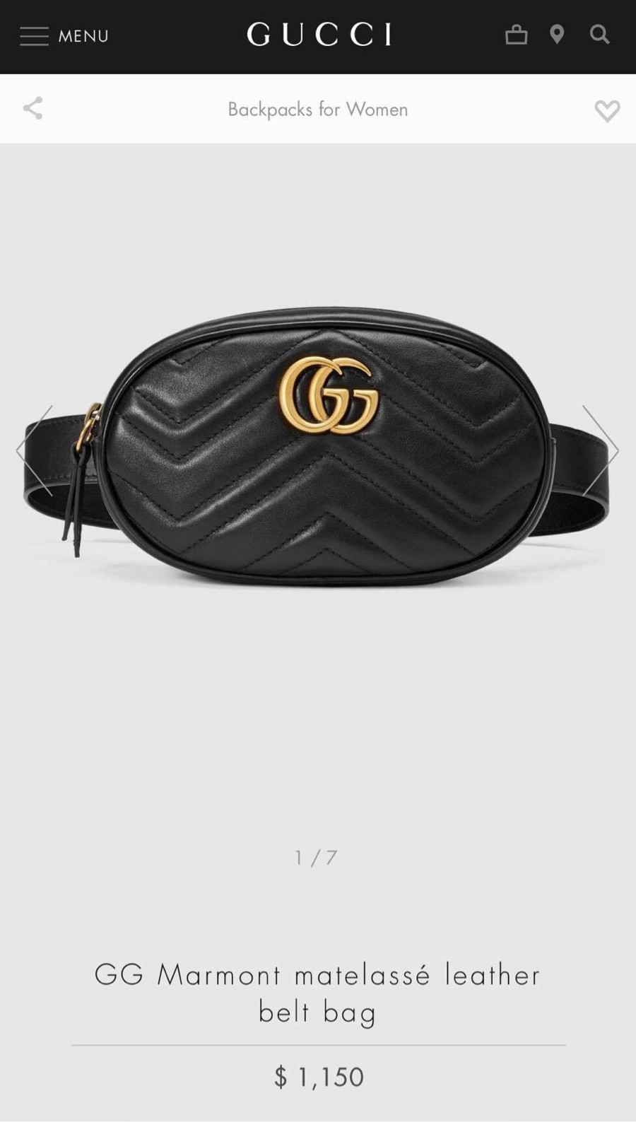 Beltbag Gucci Đen New 100%