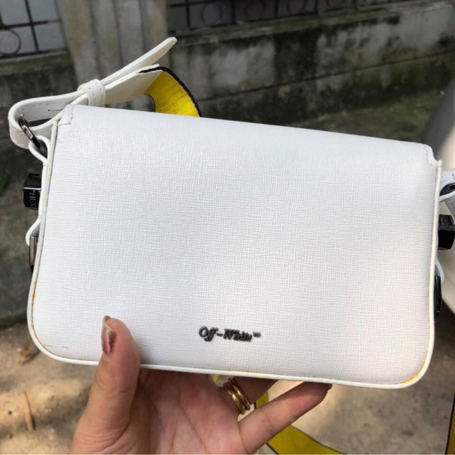 Off-white Mini Binder Clip White Leather Shoulder Bag