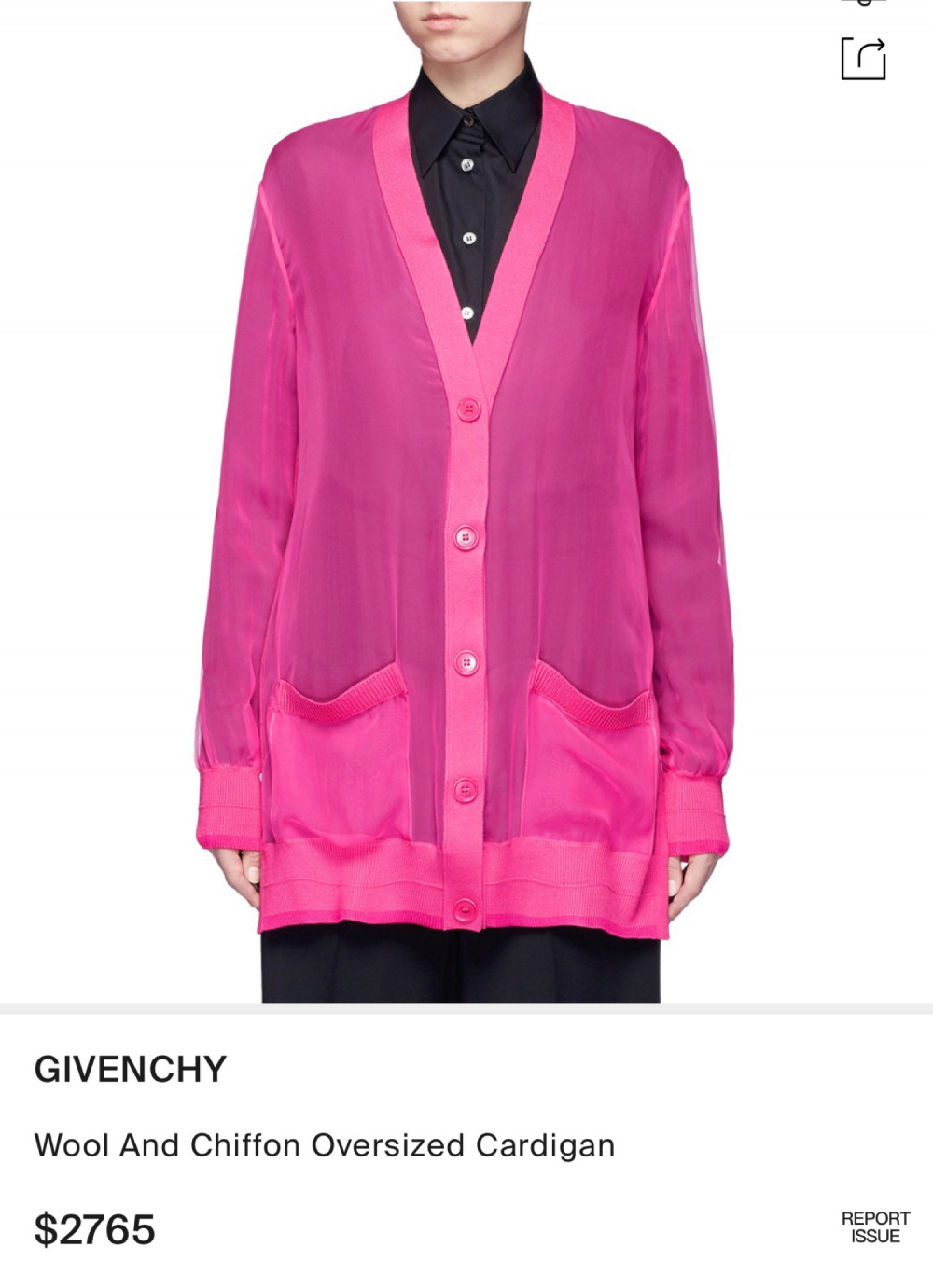 Áo Givenchy Cardigan chiffon hồng sz S